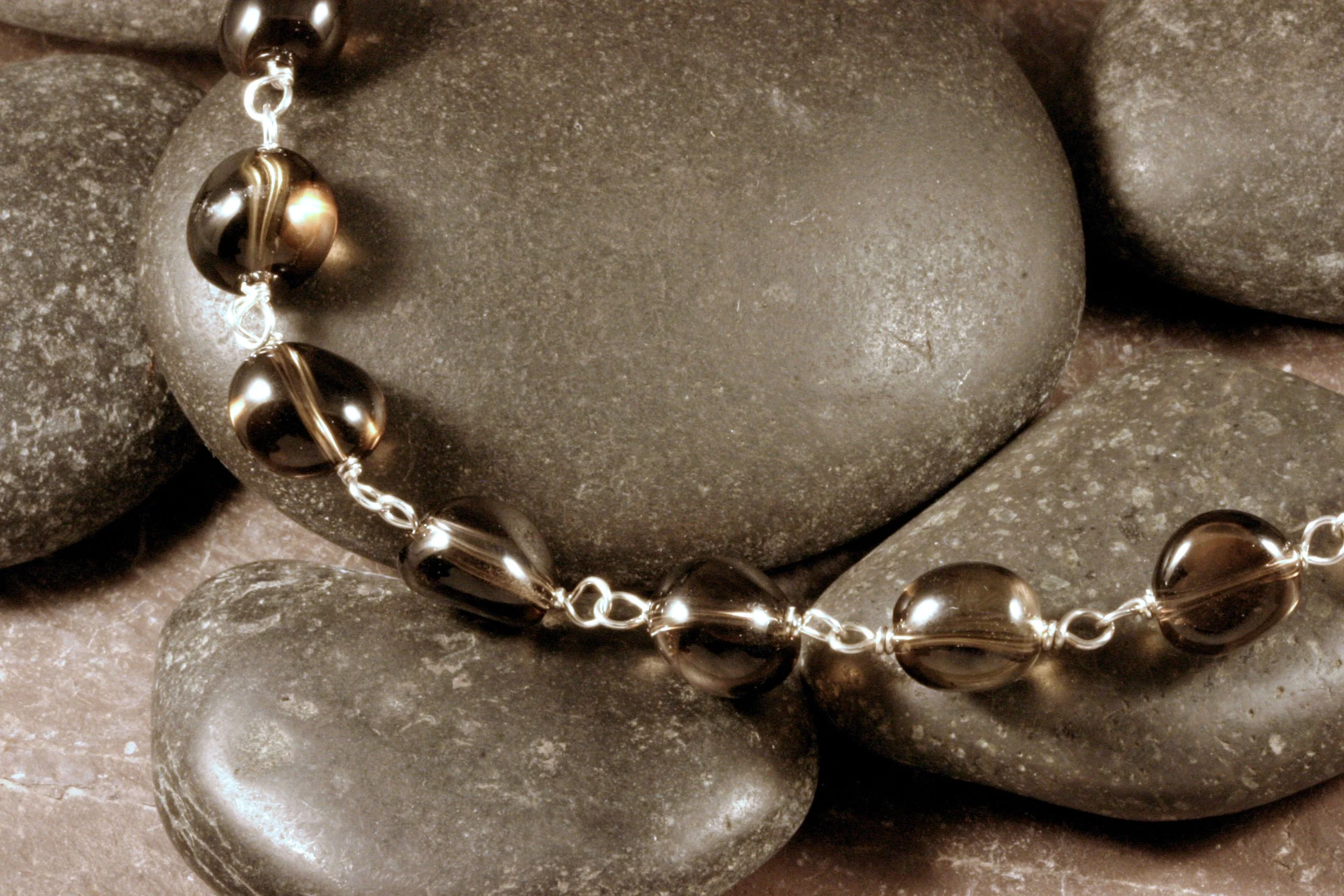 Sterling Silver Smoky Quartz Wirewrap Necklace — Designs By S&R